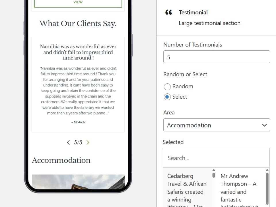 Cedarberg Travel - Custom WordPress Gutenberg Blocks